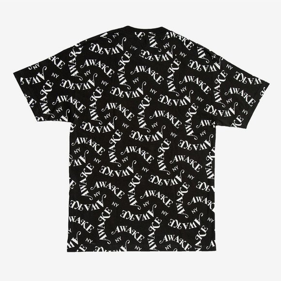 AWAKE NY black white all over logo print t shirt - Picture 2 of 2